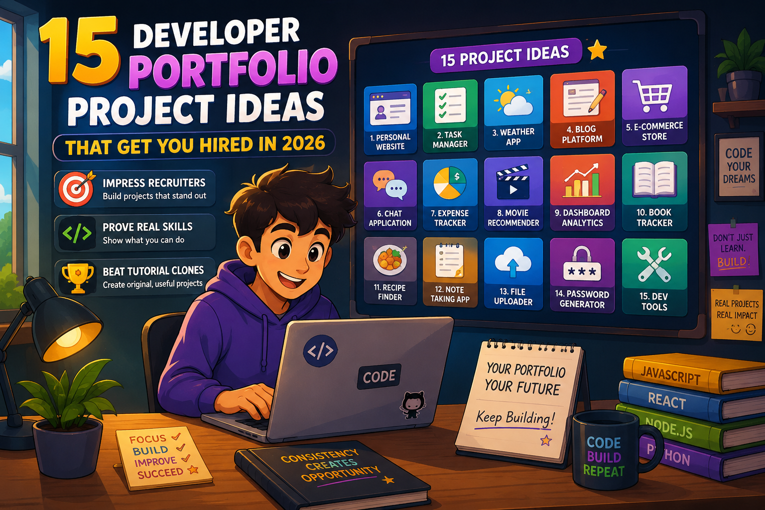 15 Developer Portfolio Project Ideas That Get You Hired in 2026
