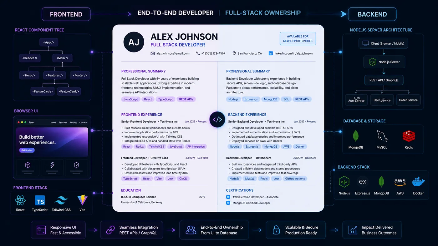 Full Stack Developer Resume 2026 - Complete Guide with Examples