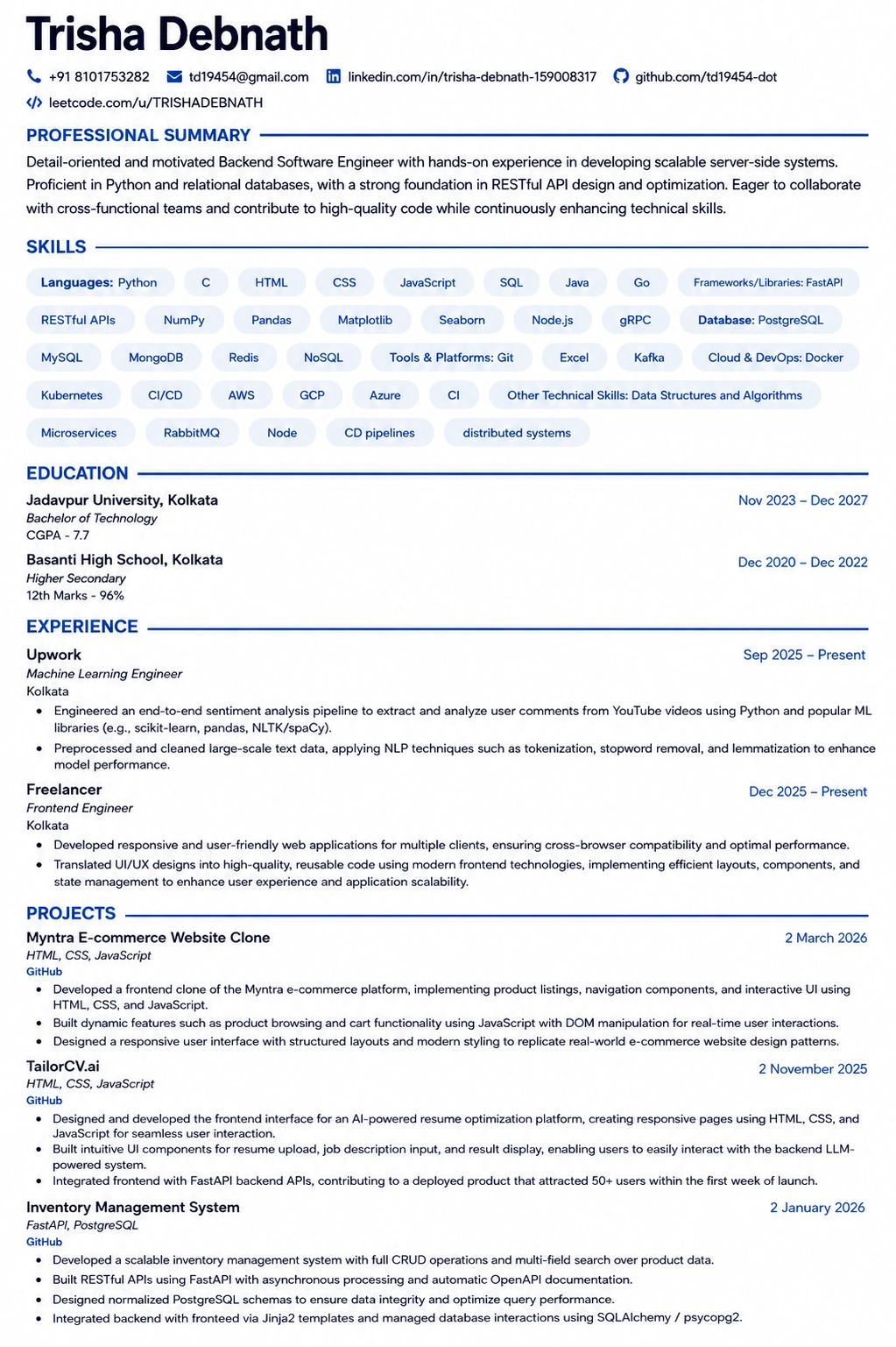 Impact Resume resume template preview