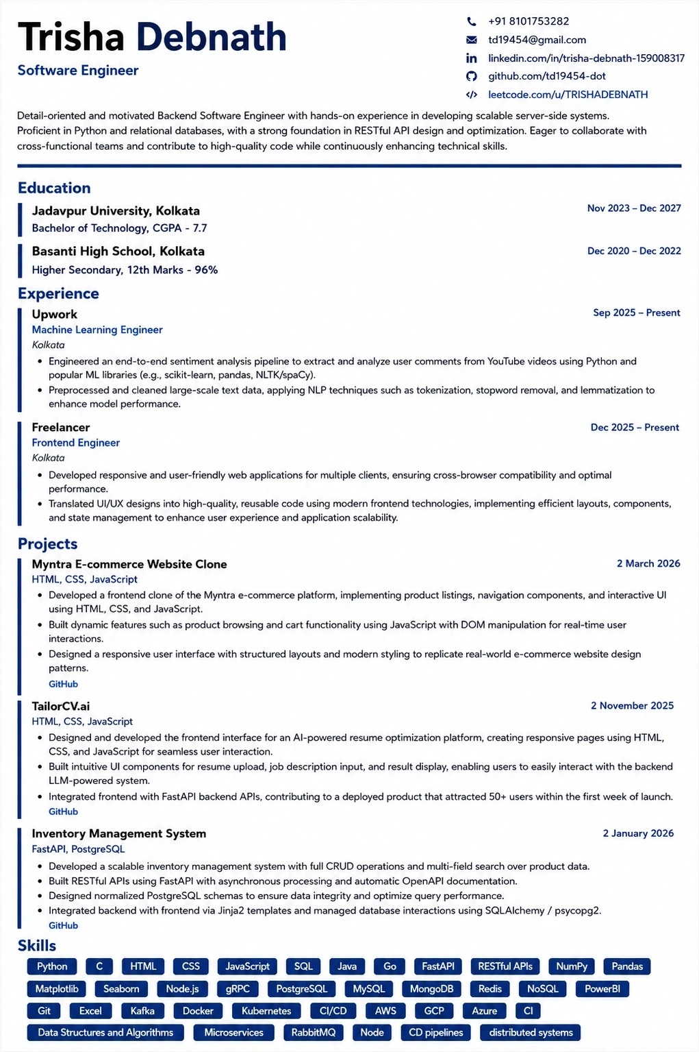 Modern ATS Plus template preview