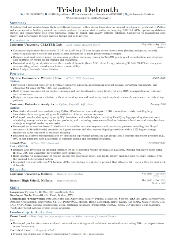 LaTeX Academic ATS resume template