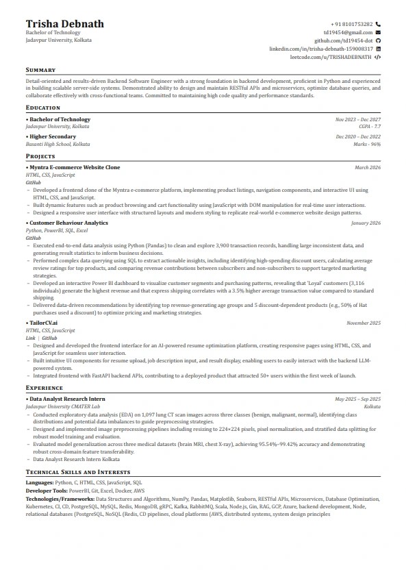 Academic Serif resume template preview