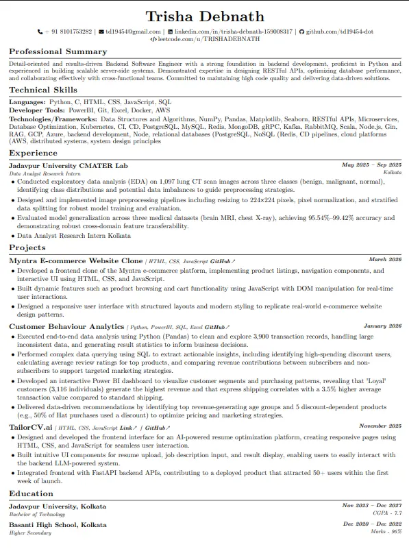 Compact One-Page ATS resume template
