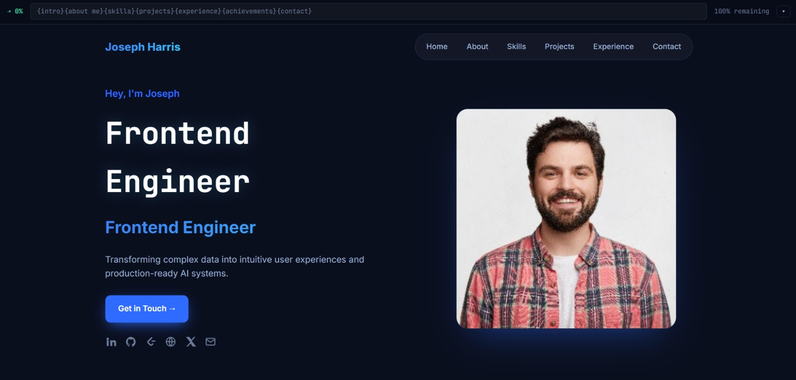 Codeflow — blue, scroll progress preview