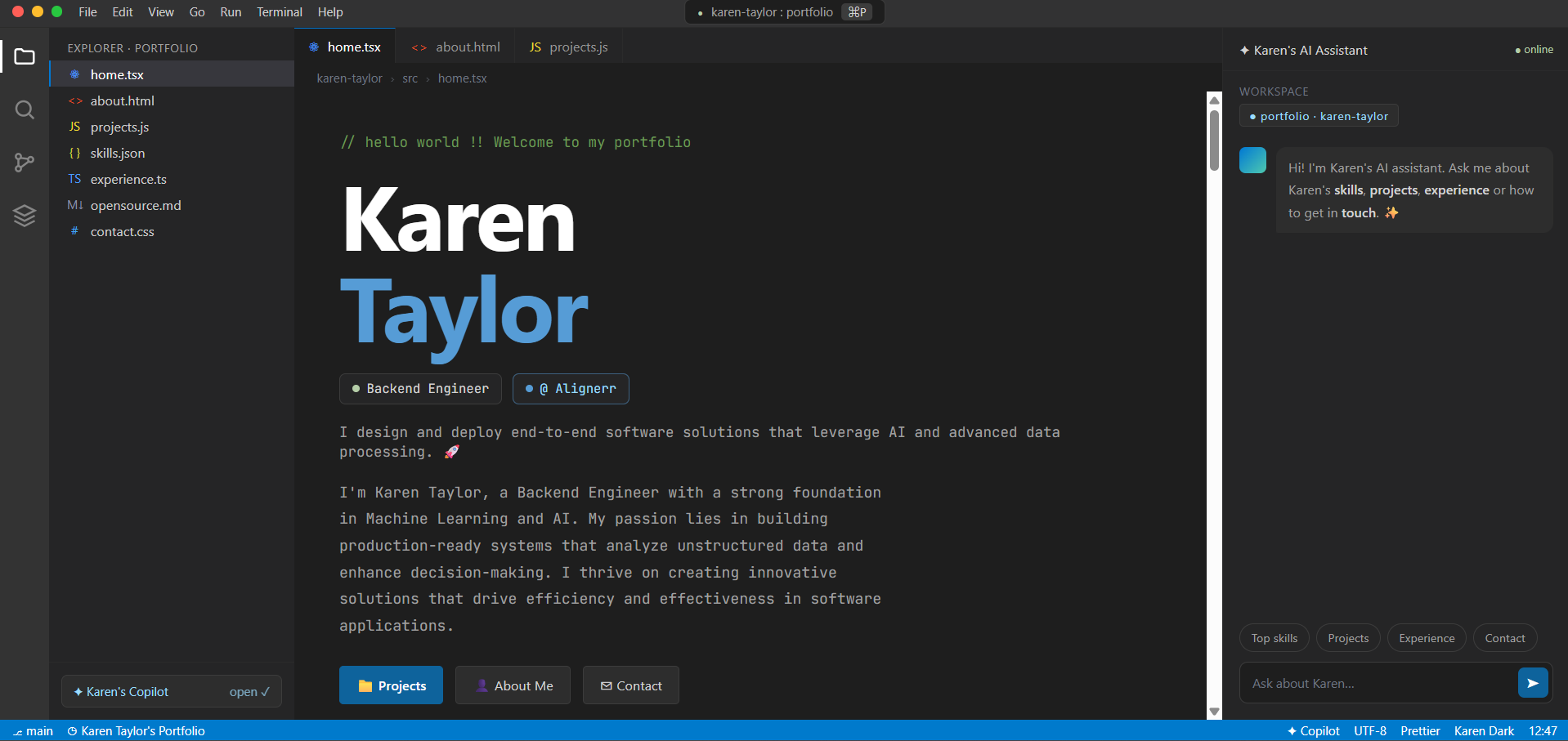 Editor — VS Code style preview